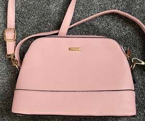ELIM & PAUL Pink Saffiano Textured Dome Crossbody Purse
